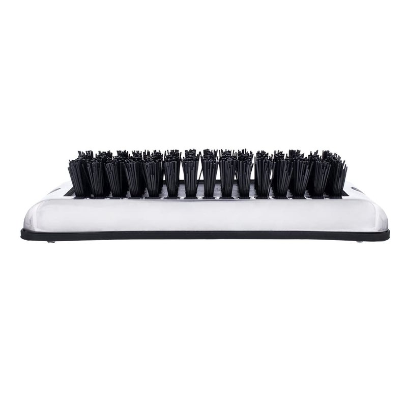 United Pacific 90050 Stainless Shoe/Boot Scraper w/Nylon Brush, 430 Stainless Steel Housing â€“ Black Brush â€“ ONE Unit - Image 1